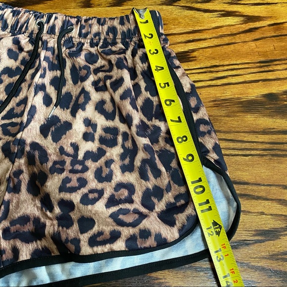 Leopard Print Drawstring Track Shorts - Picture 3 of 5